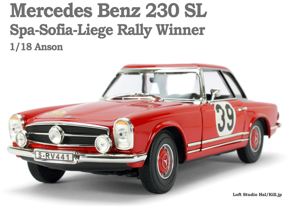 Mercedes Benz 230SL W113 1963 Spa-Sofia-Liege Rally Winner 1/18 Anson